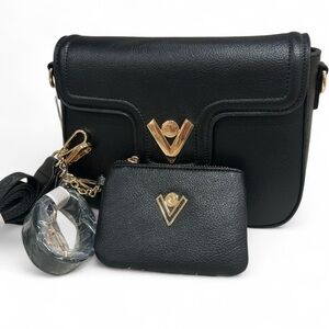 Valentino Orlandi Black Crossbody Bag with Gold Accents
